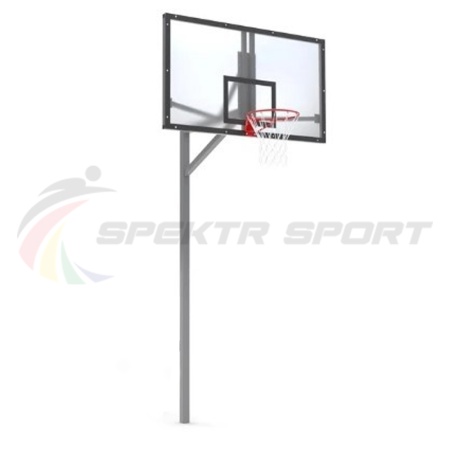 Купить Стойка баскетбольная уличная упрощенная со щитом из оргстекла, кольцом и сеткой SP D 412 в Марксе 