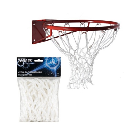 Купить Сетка баскетбольная Torres, нить 6 мм, белая в Марксе 